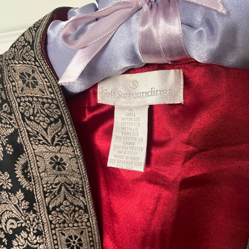 Soft Surroundings Black Blazer with Gold Embroidery